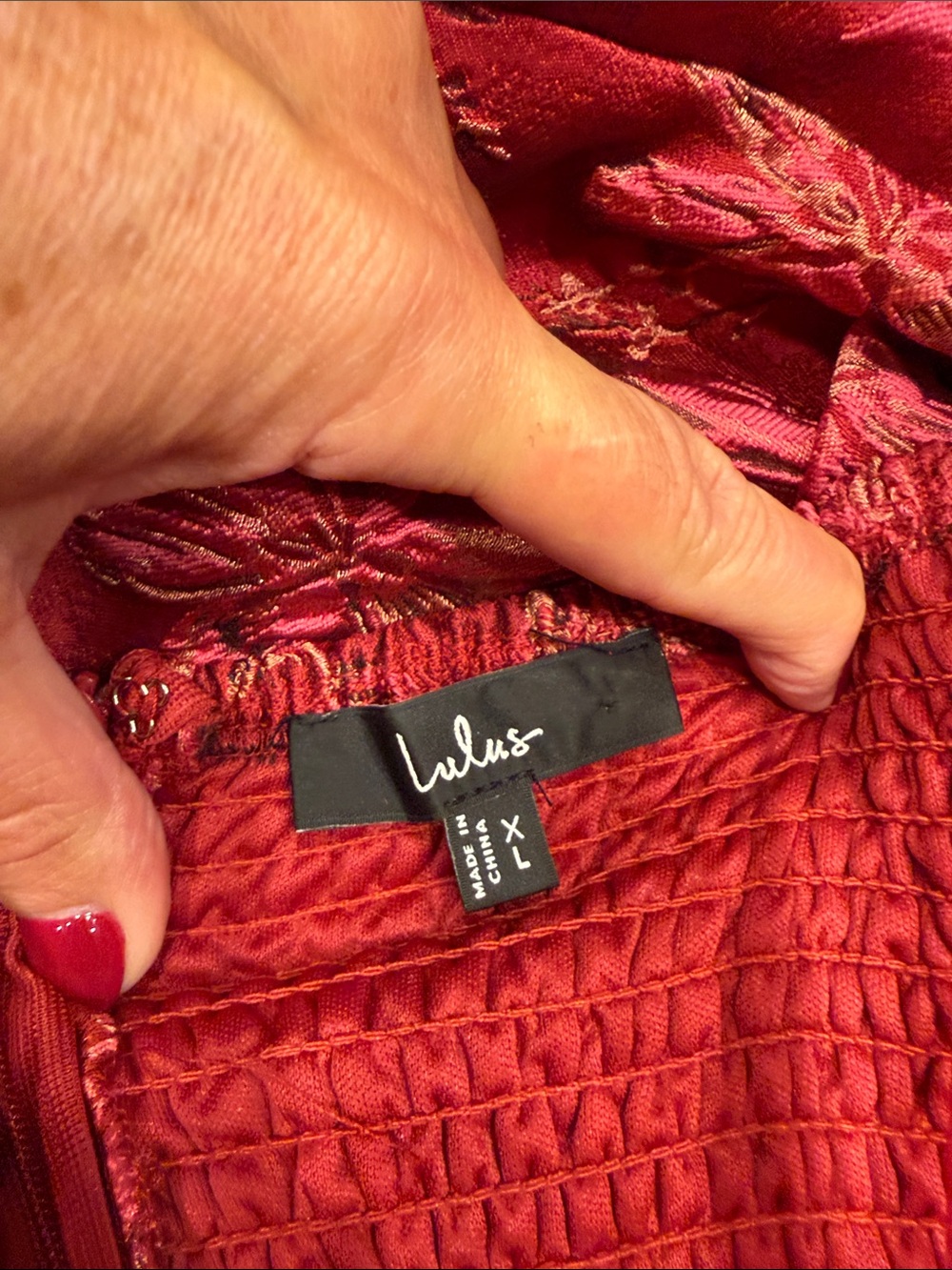 Lulu's Red Embroidered Midi Dress